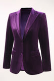 Velvet 2 Piece Plum Peak Lapel Single Breasted Women's Suits
