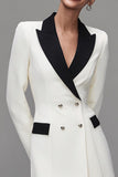 Ivory Shawl Lapel Double Breasted Women's Blazer