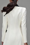 Ivory Shawl Lapel Double Breasted Women's Blazer