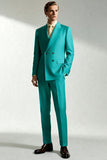 Men's Peak Lapel One Button Turquoise Prom Suits