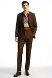 Dark Brown Notched Lapel Slim Fit Prom Suits