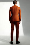 Men's Dark Orange Peak Lapel 2 Piece Prom Suits