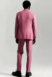 Grey Pink Peak Lapel Single Breasted 3-Piece Men Formal Suits