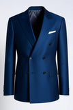 Navy Peak Lapel Double Breasted Men Blazer