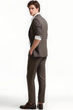 Grey Coffee 2 Piece Notched Lapel Men's Formal Suits