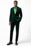 Dark Green Peak Lapel 2 Piece Single Breasted Men's Suits