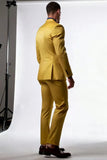Peak Lapel 2 Piece Single Breasted Yellow Men Formal Suits