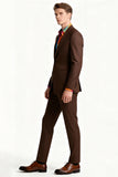 Brown Peak Lapel 2 Piece Single Breasted Men's Suits