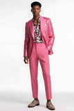 2 Piece Blush Slim Fit Peak Lapel Men's Prom Suits with Sequins