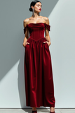 Dark Green A-Line Corset Velvet Maxi Holiday Party Dress with Pockets