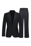 2 Piece Peak Lapel Slim Fit Black Men's Suits
