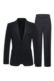 Notched Lapel Black 2 Piece Men's Business Suits