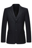 Single Breasted Notched Lapel Black 3 Piece Men's Suits