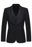 Shawl Lapel Black 3 Piece One Button Men's Business Suits