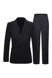 Double Breasted Black Shawl Lapel 2 Piece Men's Suits