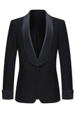 Slim Fit Black 2 Piece Shawl Lapel One Button Men's Suits