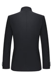 Black Slim Fit Men's 2 Piece Mandarin Collar Suit