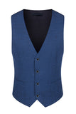 Peacock Blue Peak Lapel One Button 3 Piece Men's Suits