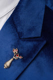 Blue Peak Lapel 2 Piece Slim Fit Prom Suits