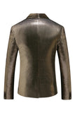 Golden Metallic Shawl Lapel Men's Prom Blazer