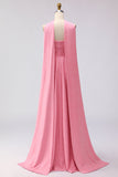 Green White Dot A Line Strapless Pleated Convertible Long Bridesmaid Dress