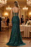 Sparkly Blush Mermaid Beaded Corset Long Prom Dress with Sequins