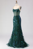 Sparkly Blush Mermaid Beaded Corset Long Prom Dress with Sequins