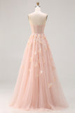 Green A-Line Corset Tulle Appliqued Convertible Long Prom Dress