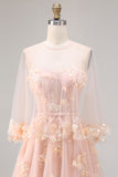 Green A-Line Corset Tulle Appliqued Convertible Long Prom Dress