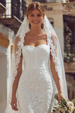 Ivory Corset Spaghetti Straps Lace Midi Wedding Dress
