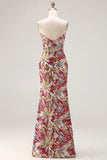 Fuchsia Florla Mermaid Sweetheart Sequin Long Plus Size Prom Dress with Slit