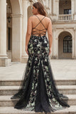 Sparkly Pink Floral Corset Mermaid Long Prom Dress with Sequins