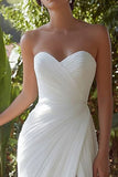 Strapless White Sheath Ruched Rehearsal Dinner Dress