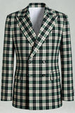 Black Green Grid Peak Lapel 2 Piece Men's Prom Suits