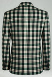 Black Green Grid Peak Lapel 2 Piece Men's Prom Suits