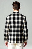Black White Grid 2 Piece Notched Lapel Single Breasted Men's Prom Suits