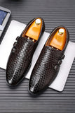 Black Leather Slip-On Men's Party Shoes