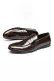 Brown Leather Slip-On Men's Party Shoes