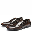 Brown Leather Slip-On Men's Party Shoes