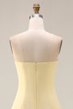 Lemon Sorbet A Line Chiffon Convertible Long Bridesmaid Dress with Slit