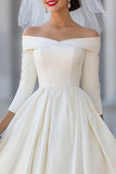 Ivory Corset Off the Shoulder Midi Wedding Dress with Detachable Bow