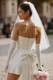 Sweetheart Ivory Bodycon Short Wedding Dress (without Gloves)