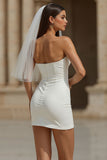Simple White Bodycon Sweetheart Short Wedding Dress