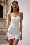 Sweetheart White Bodycon Mini Wedding Dress