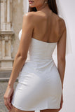Sweetheart White Bodycon Mini Wedding Dress
