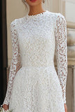 Ivory Lace A Line Tea Length Engagement Dress