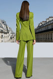 Green 2-piece Peak Lapel Women Suits