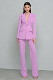 Lilac Notched Lapel 2 Piece Women's Work Suits
