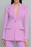 Lilac Notched Lapel 2 Piece Women's Work Suits