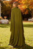 Olive High Neck Mermaid Long Formal with Cape
